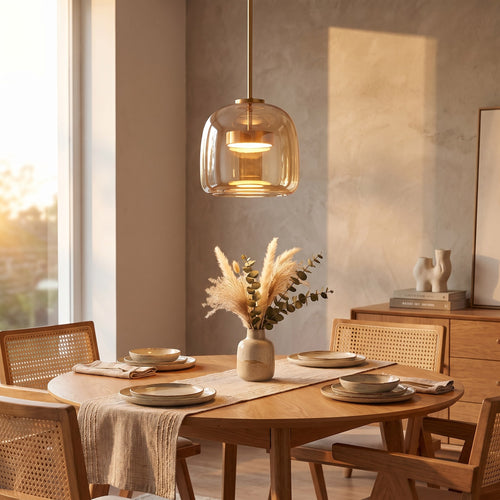Smoked Glass Drum Pendant Light