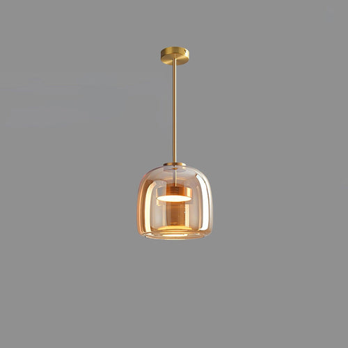 Smoked Glass Drum Pendant Light