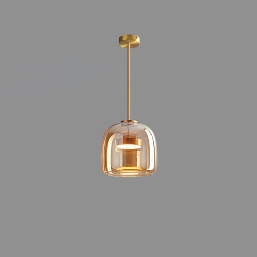 Smoked Glass Drum Pendant Light
