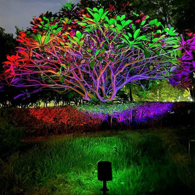 Solar-Powered Waterproof Garden Spotlight - RGB