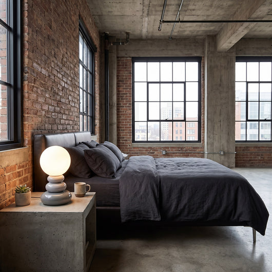 Stacked Stone Ceramic USB Table Lamp - Gray