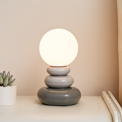 Stacked Stone Ceramic USB Table Lamp - Gray