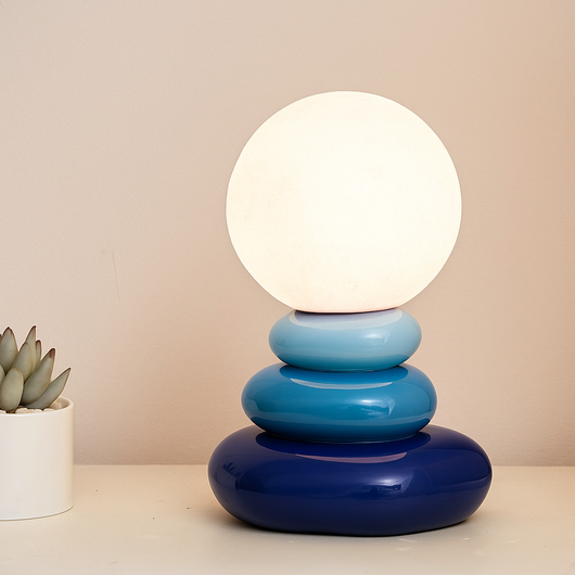 Stacked Stone Ceramic USB Table Lamp - Navy