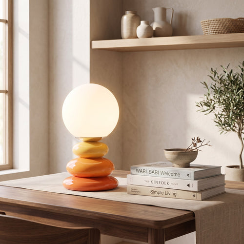 Stacked Stone Ceramic USB Table Lamp