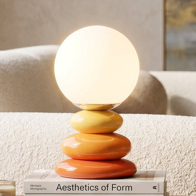 Stacked Stone Ceramic USB Table Lamp - Orange