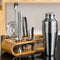 Stainless Steel Cocktail Shaker Bar Tool Set with Bamboo Stand