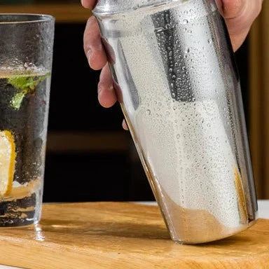 Stainless Steel Cocktail Shaker Bar Tool Set with Bamboo Stand