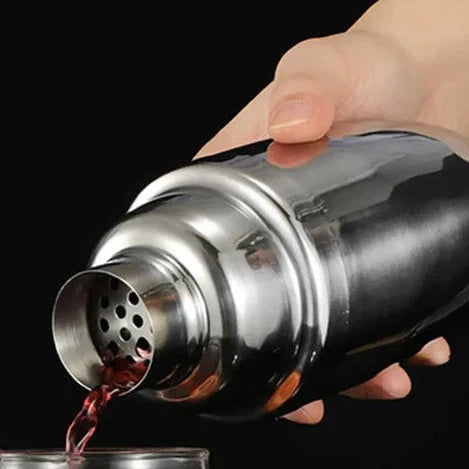 Stainless Steel Cocktail Shaker Bar Tool Set with Bamboo Stand