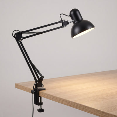 Swing Arm Clip-On Desk Lamp - Black