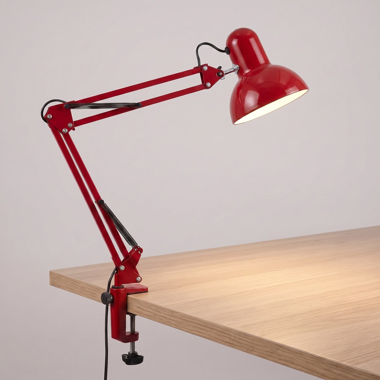 Swing Arm Clip-On Desk Lamp - Red