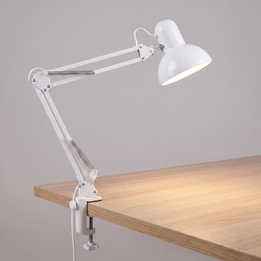 Swing Arm Clip-On Desk Lamp - White