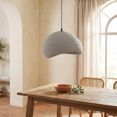 Textured Dome Pendant Light - Grey & Black Hanging Wire