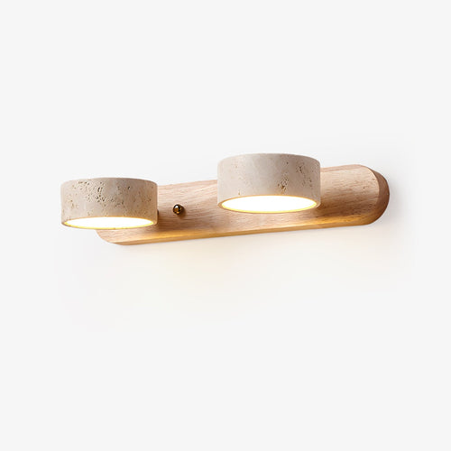 Travertine Stone Wood Vanity Wall Light