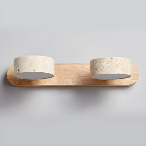 Travertine Stone Wood Vanity Wall Light