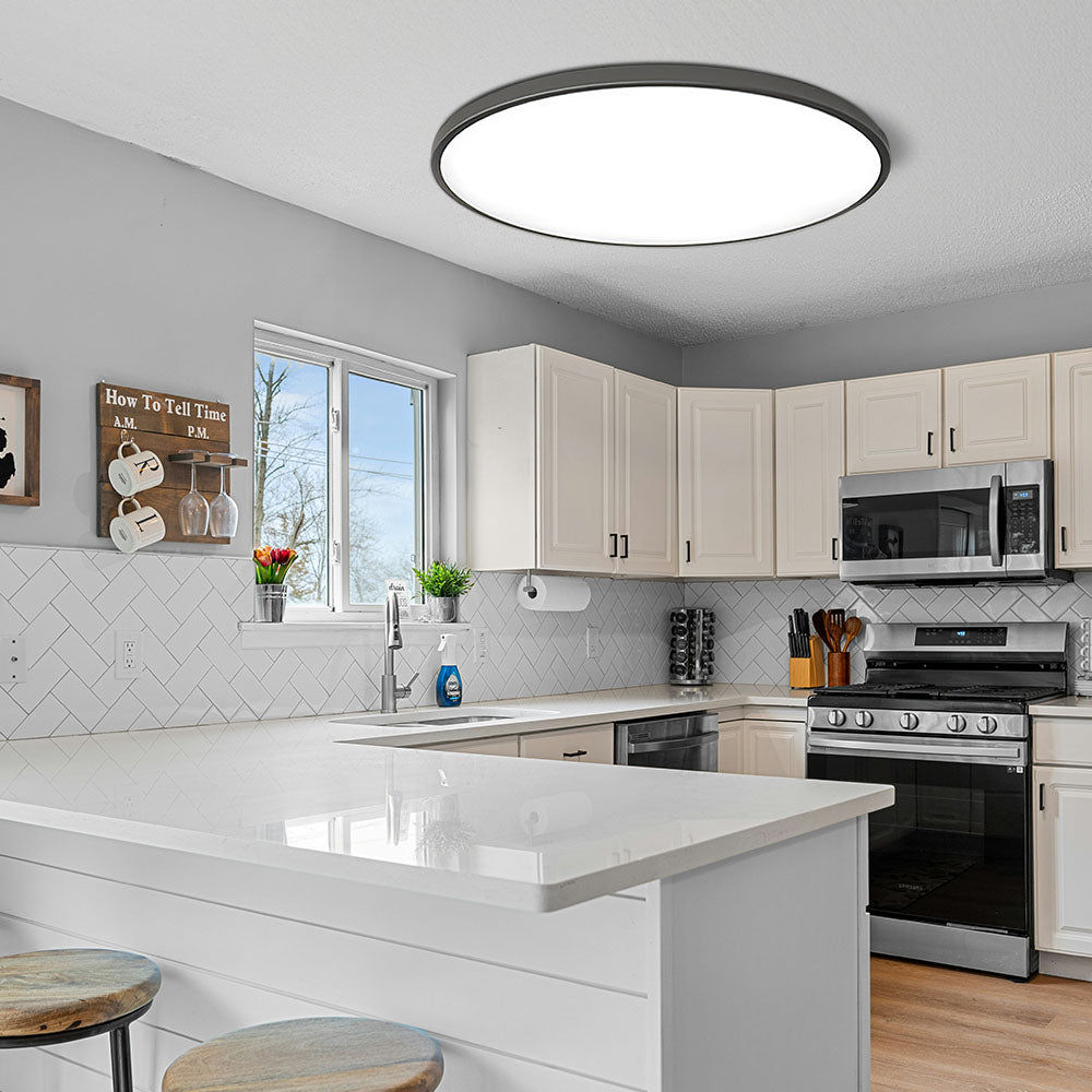 Ultra-Slim Flush Mount LED Ceiling Light - Black