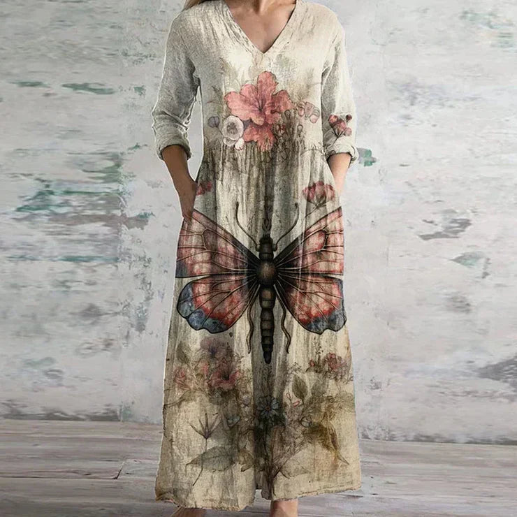 Valentine Patchwork-Print Maxi Dress