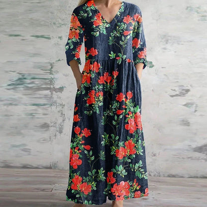 Valentine Patchwork-Print Maxi Dress