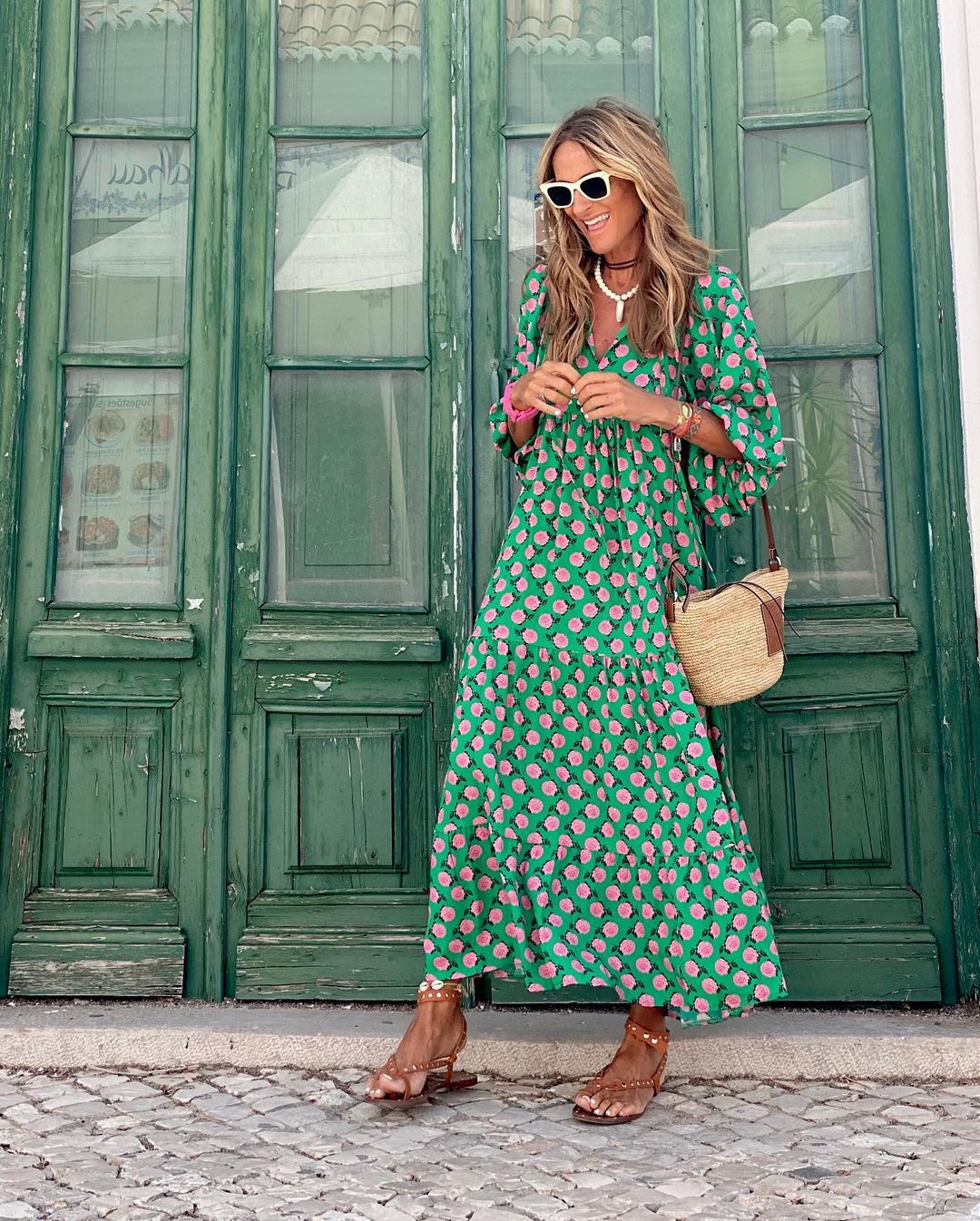 Valérie Floral-Print Tiered Midi Dress