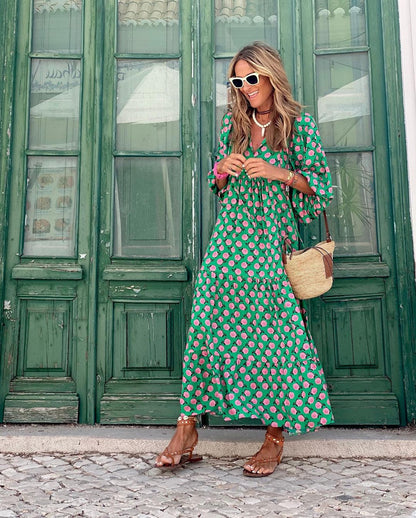Valérie Floral-Print Tiered Midi Dress