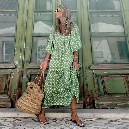 Valérie Floral-Print Tiered Midi Dress