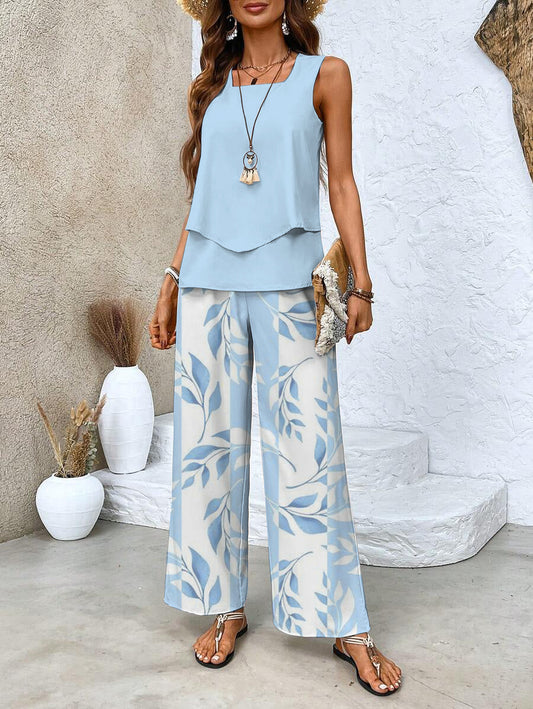 Virginie Layered-Top Wide-Leg Two-Piece Set