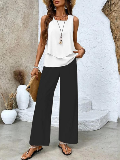 Virginie Layered-Top Wide-Leg Two-Piece Set