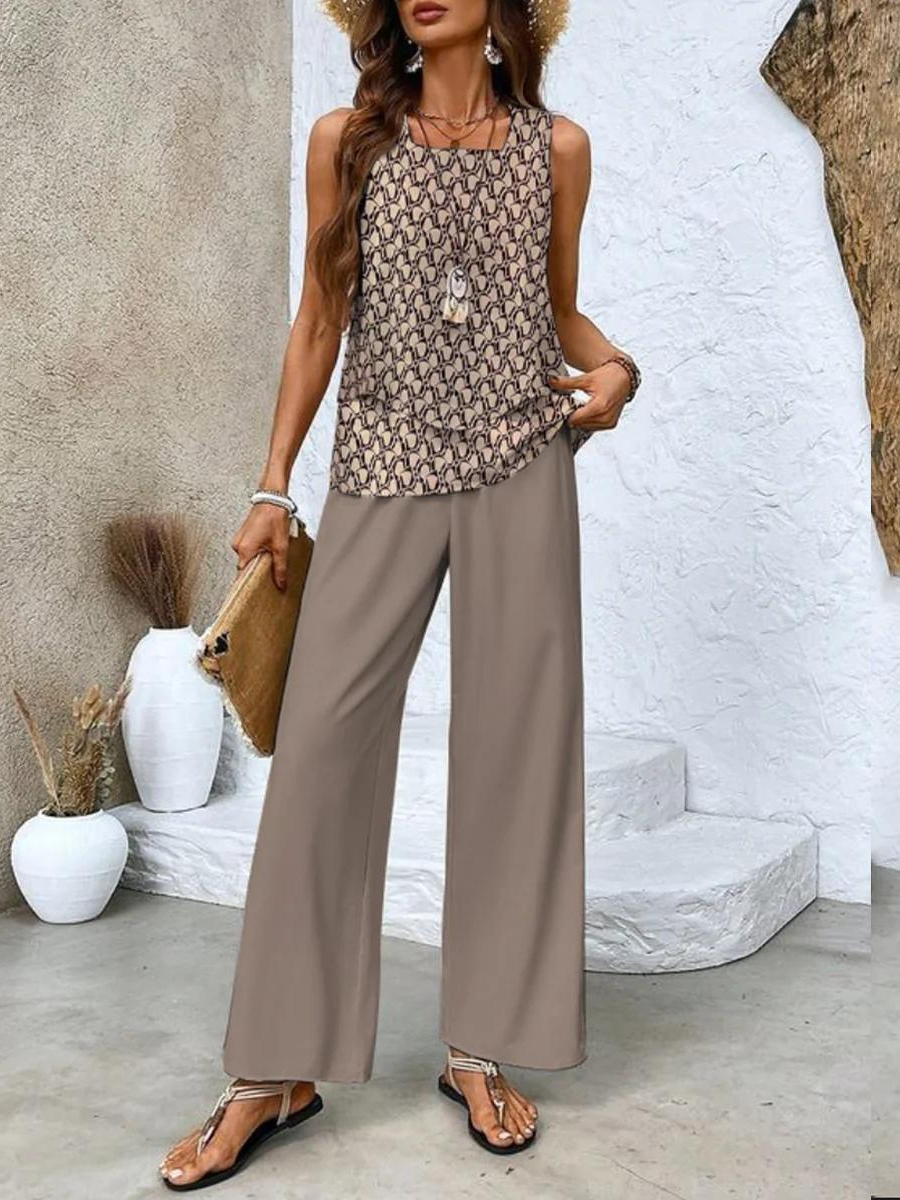 Virginie Layered-Top Wide-Leg Two-Piece Set