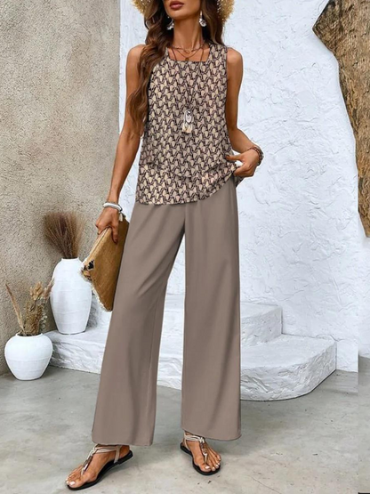 Virginie Layered-Top Wide-Leg Two-Piece Set