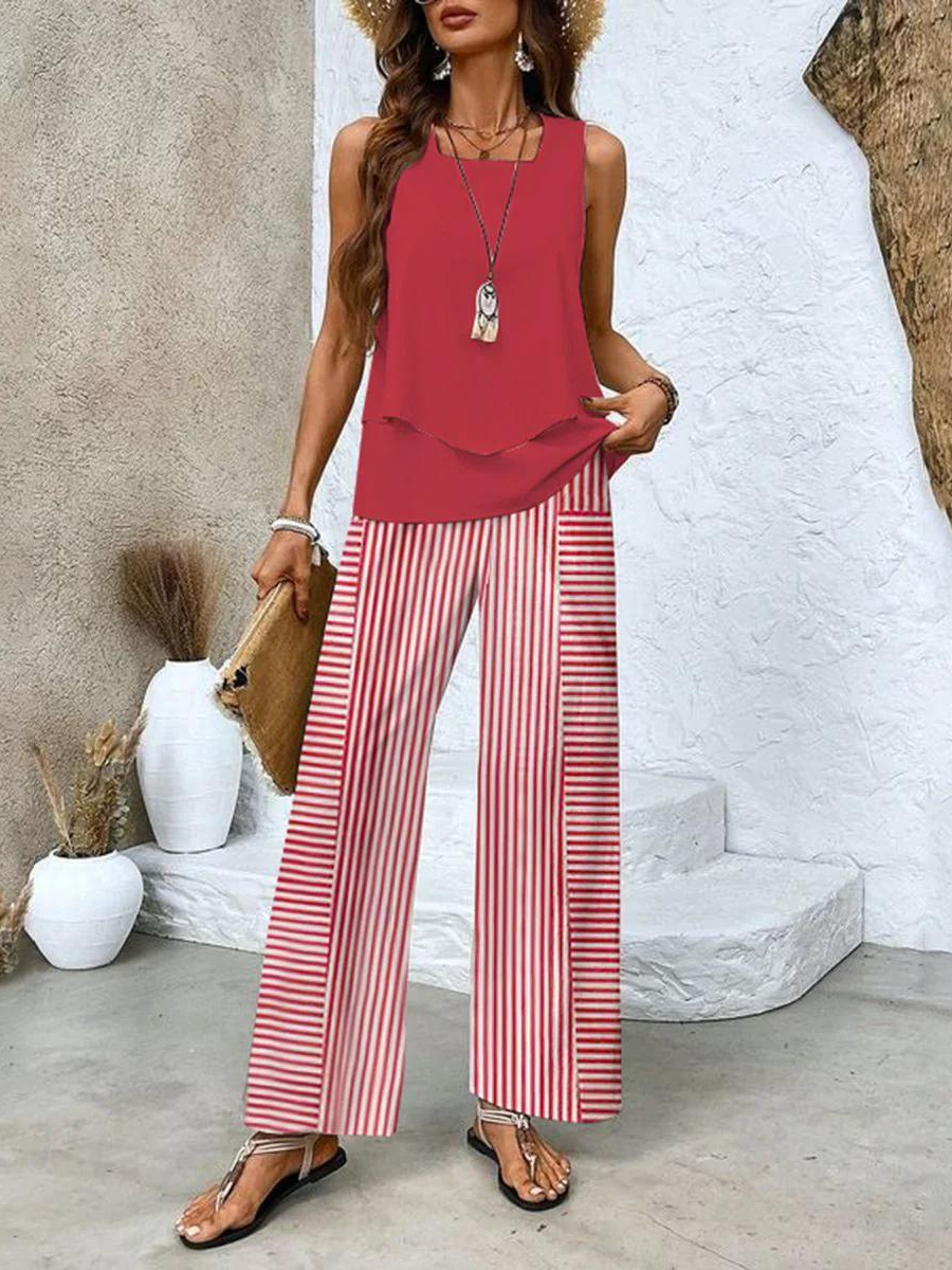 Virginie Layered-Top Wide-Leg Two-Piece Set