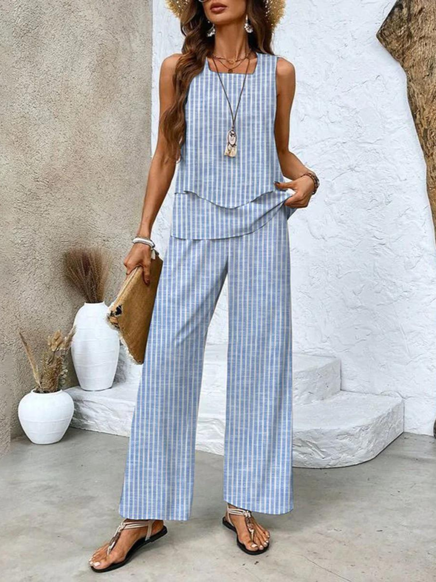 Virginie Layered-Top Wide-Leg Two-Piece Set