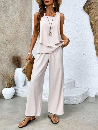 Virginie Layered-Top Wide-Leg Two-Piece Set