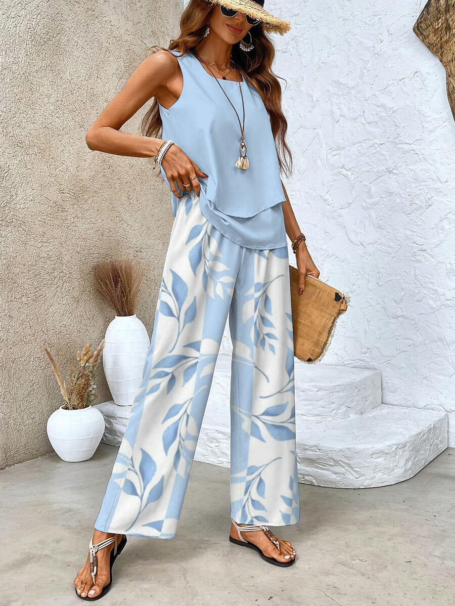 Virginie Layered-Top Wide-Leg Two-Piece Set