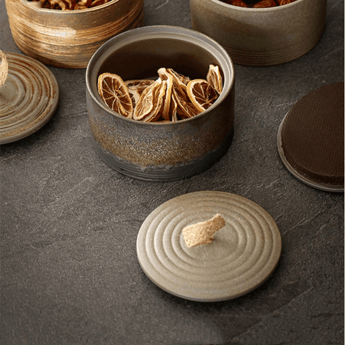 Wabi-Sabi Stoneware Storage Jar with Hemp Lid