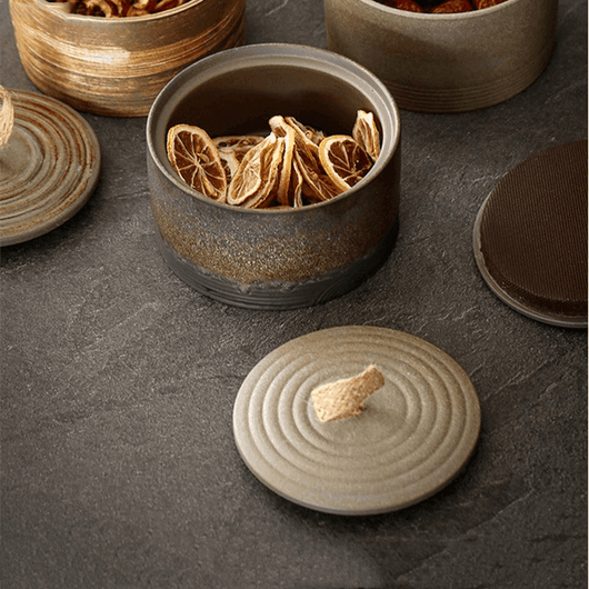 Wabi-Sabi Stoneware Storage Jar with Hemp Lid
