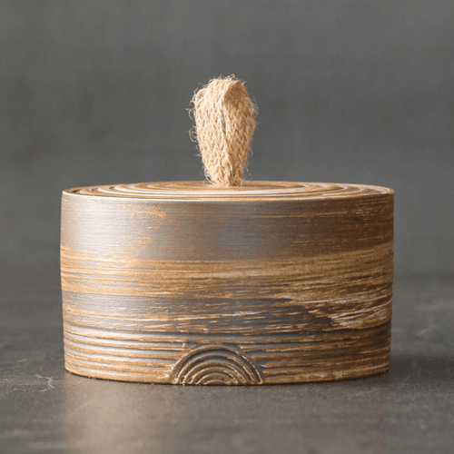 Wabi-Sabi Stoneware Storage Jar with Hemp Lid