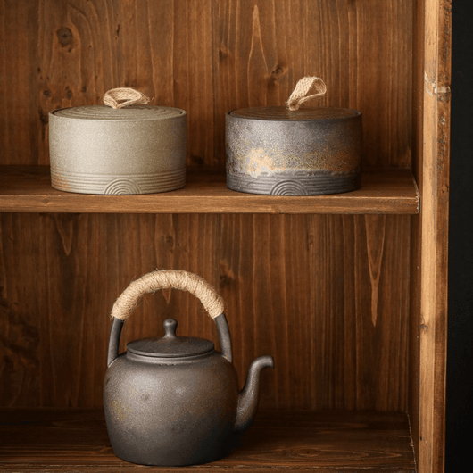Wabi-Sabi Stoneware Storage Jar with Hemp Lid