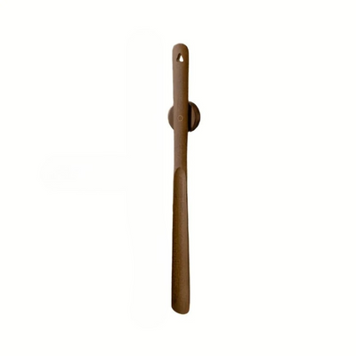 Wall-Mounted Long-Handle Wooden Shoehorn - Brown