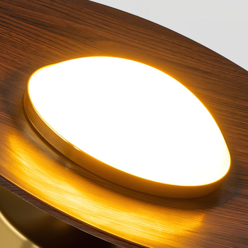 Walnut Wood Brass-Cap Flush Mount Ceiling Light