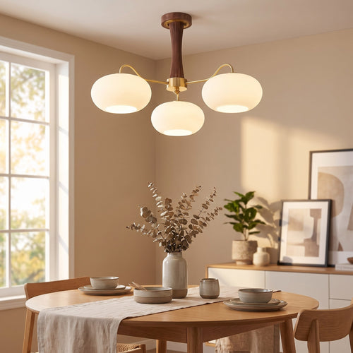 Wood and Brass Pendant Chandelier