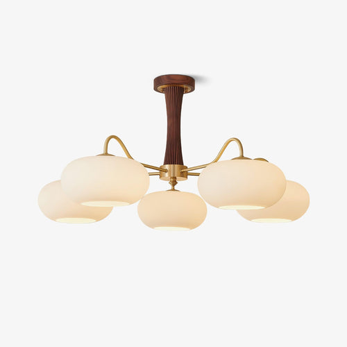 Wood and Brass Pendant Chandelier