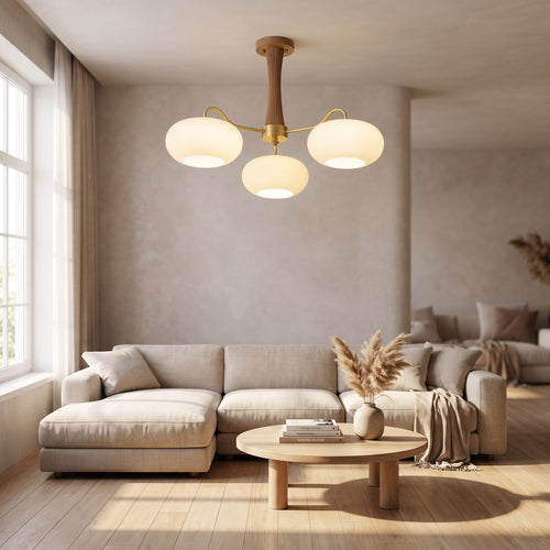 Wood and Brass Pendant Chandelier