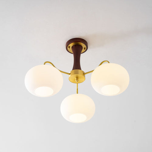 Wood and Brass Pendant Chandelier