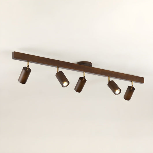 Wood Shade Multi-Head Ceiling Spotlight Bar
