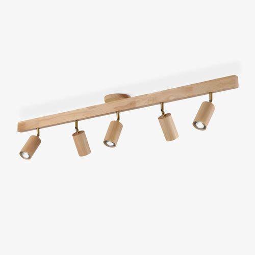 Wood Shade Multi-Head Ceiling Spotlight Bar