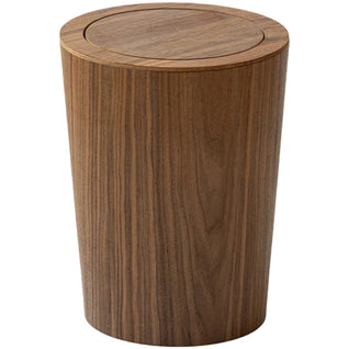 Wooden-Grain Rotating Lid Trash Can