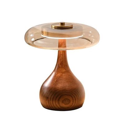 Wooden Base Glass Shade Table Lamp