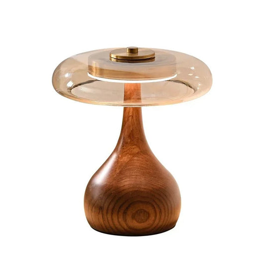 Wooden Base Glass Shade Table Lamp