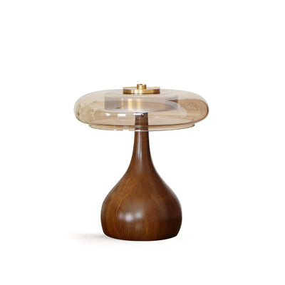Wooden Base Glass Shade Table Lamp