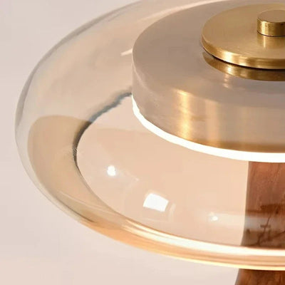 Wooden Base Glass Shade Table Lamp