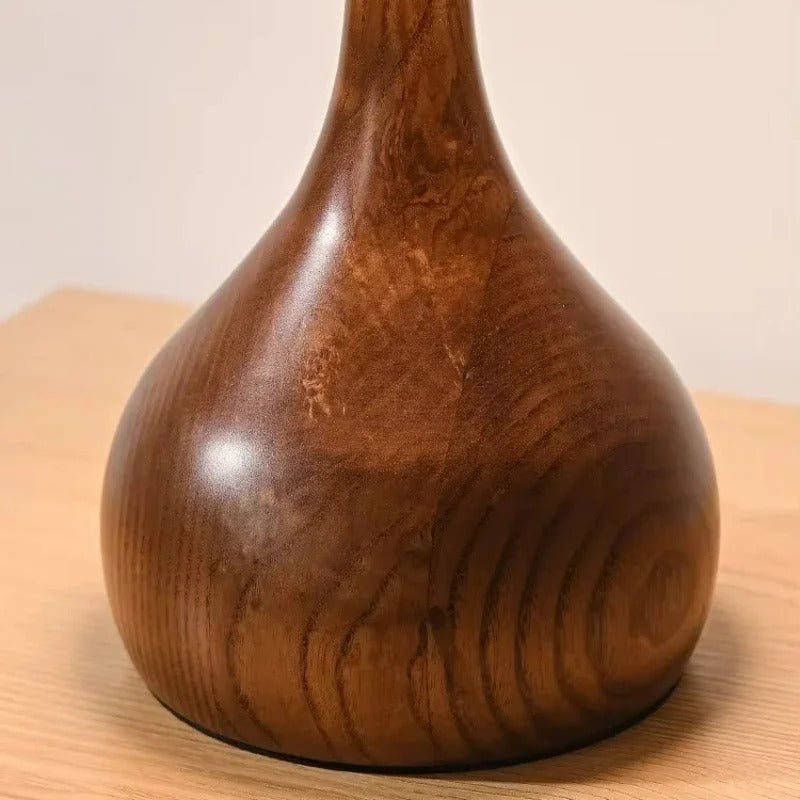 Wooden Base Glass Shade Table Lamp